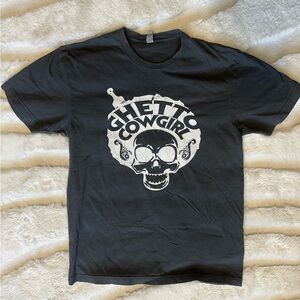 Black Graphic Tee with Skull Design